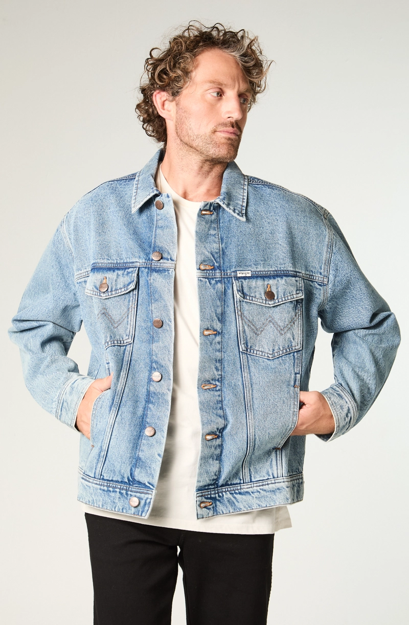 CHAQUETA HOMBRE SHERPA DENIM REGULAR FIT CELESTE - 1