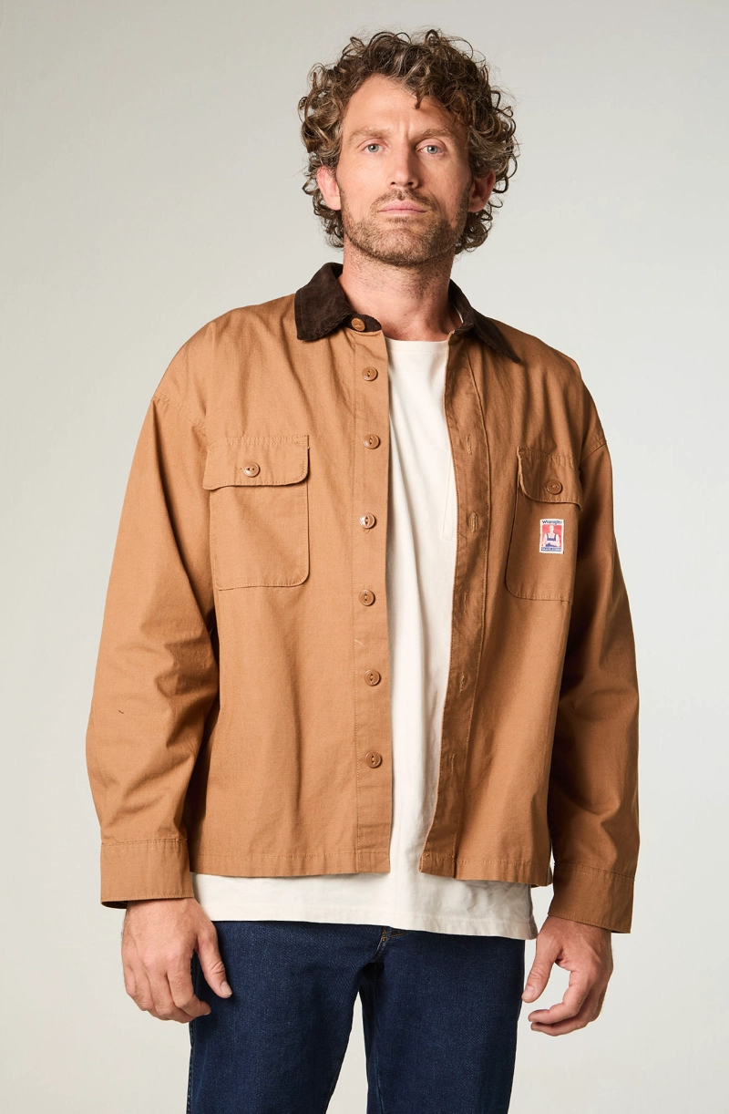 SOBRECAMISA HOMBRE CJ OVERSHIRT OVERSIZE CAFE - 1