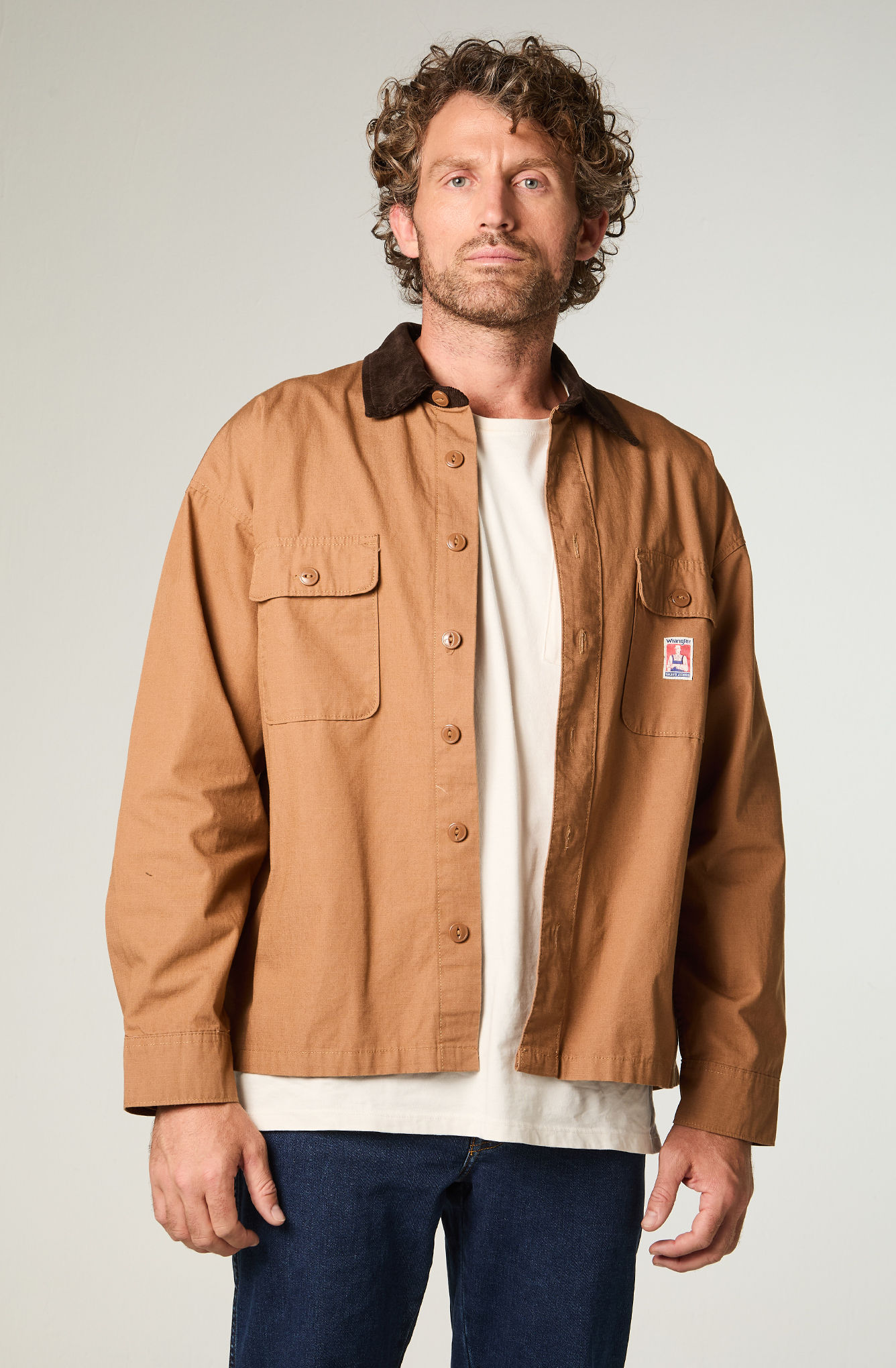 SOBRECAMISA HOMBRE CJ OVERSHIRT OVERSIZE CAFE - 1