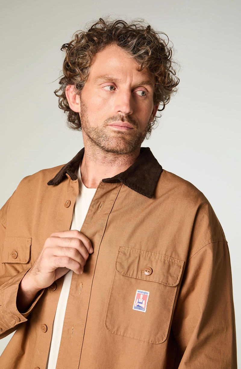 SOBRECAMISA HOMBRE CJ OVERSHIRT OVERSIZE CAFE - 3