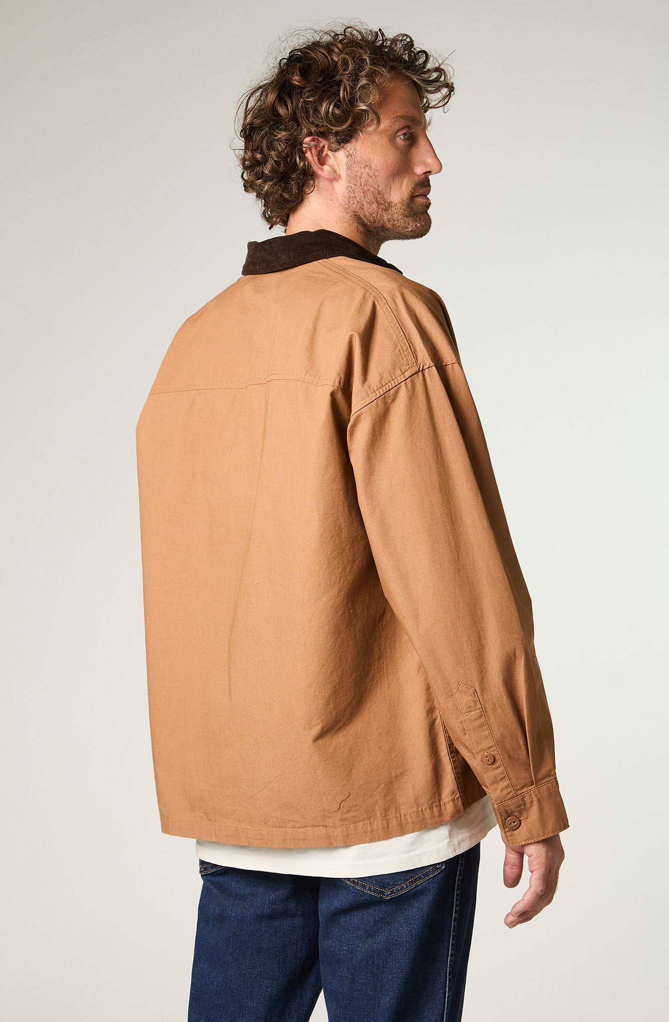 SOBRECAMISA HOMBRE CJ OVERSHIRT OVERSIZE CAFE - 4
