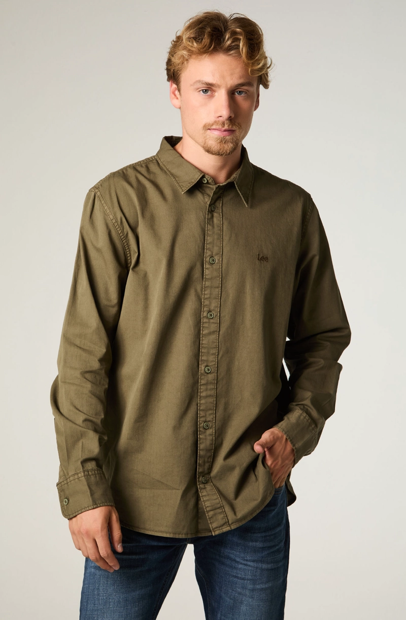 CAMISA  HOMBRE REGULAR VERDE BORDADO - 1