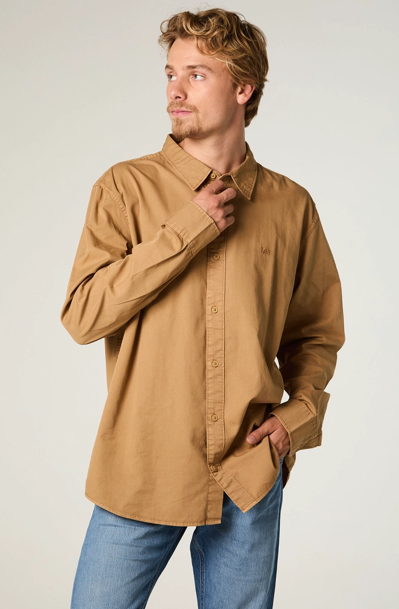 CAMISA  HOMBRE REGULAR KAHKI BORDADO - 1