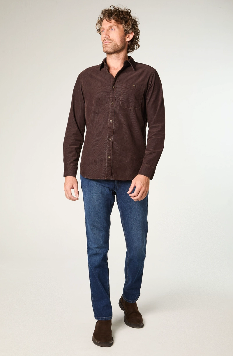CAMISA HOMBRE 1 POCKET CORDUROY REGULAR FIT CAFE  OSCURO - 2