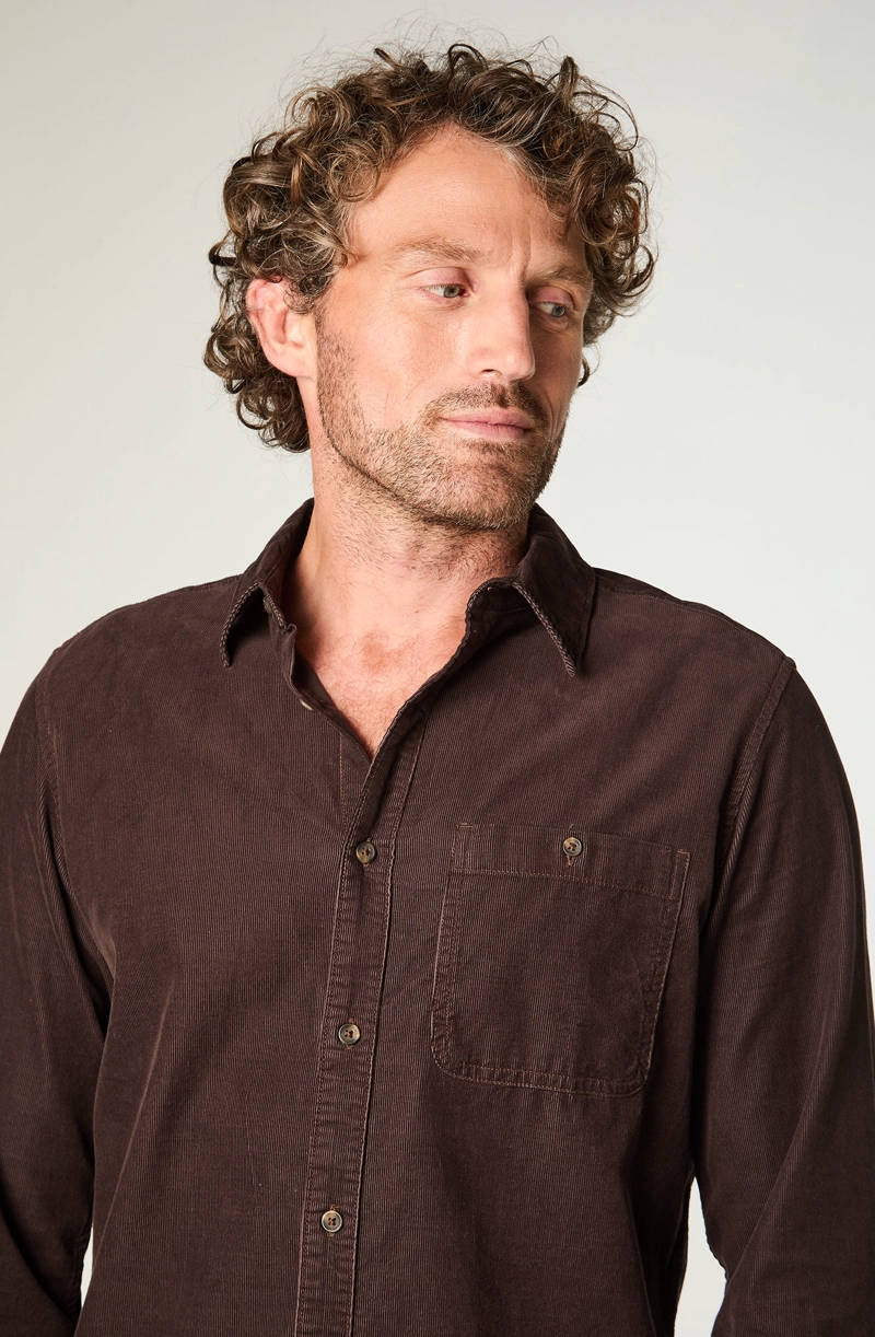 CAMISA HOMBRE 1 POCKET CORDUROY REGULAR FIT CAFE  OSCURO - 3