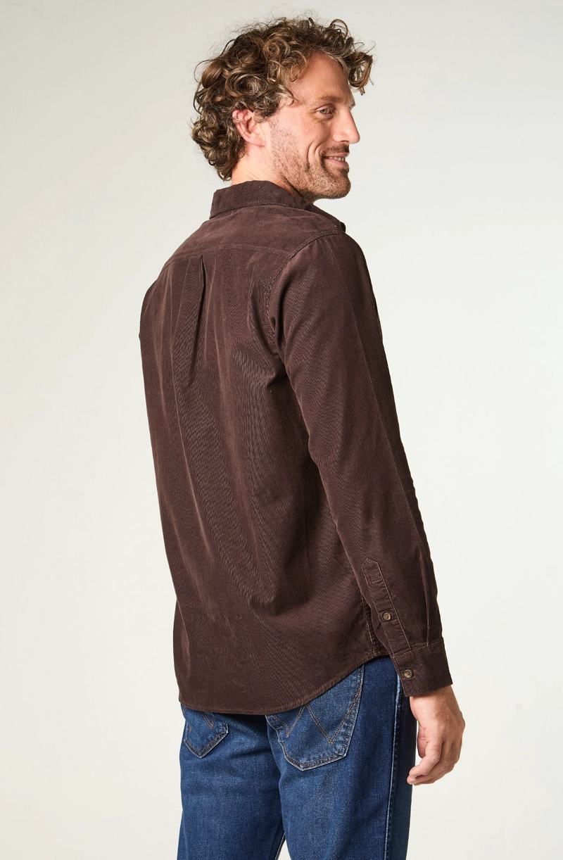 CAMISA HOMBRE 1 POCKET CORDUROY REGULAR FIT CAFE  OSCURO - 4
