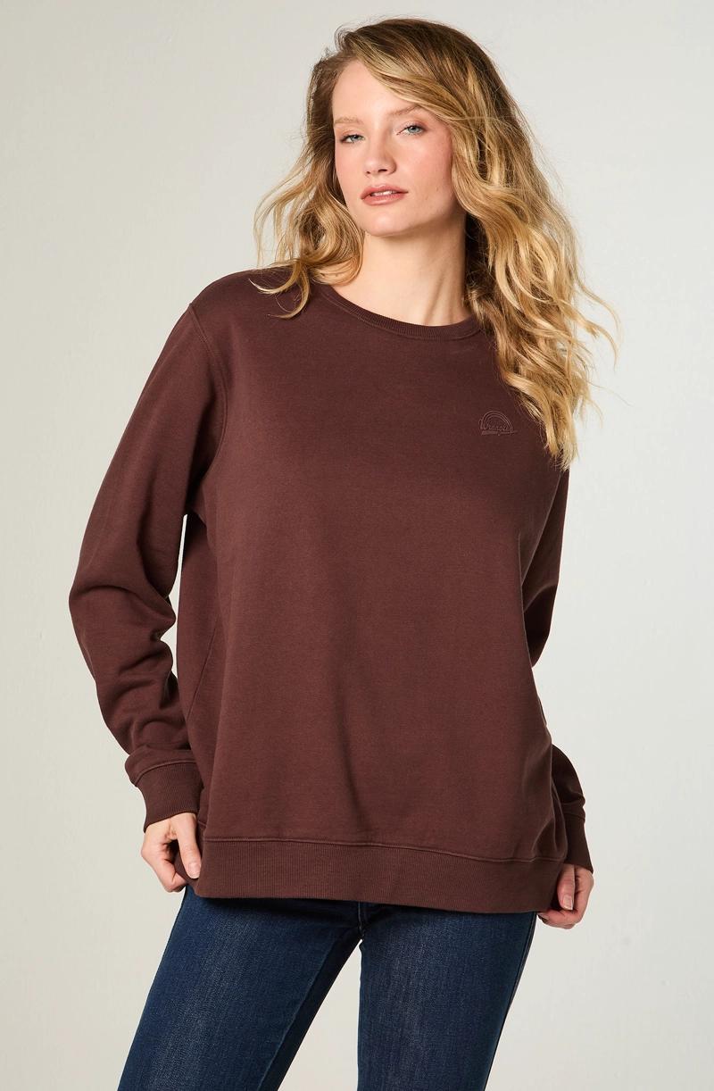 POLERON MUJER CREWNECK REGULAR FIT CAFE - 1