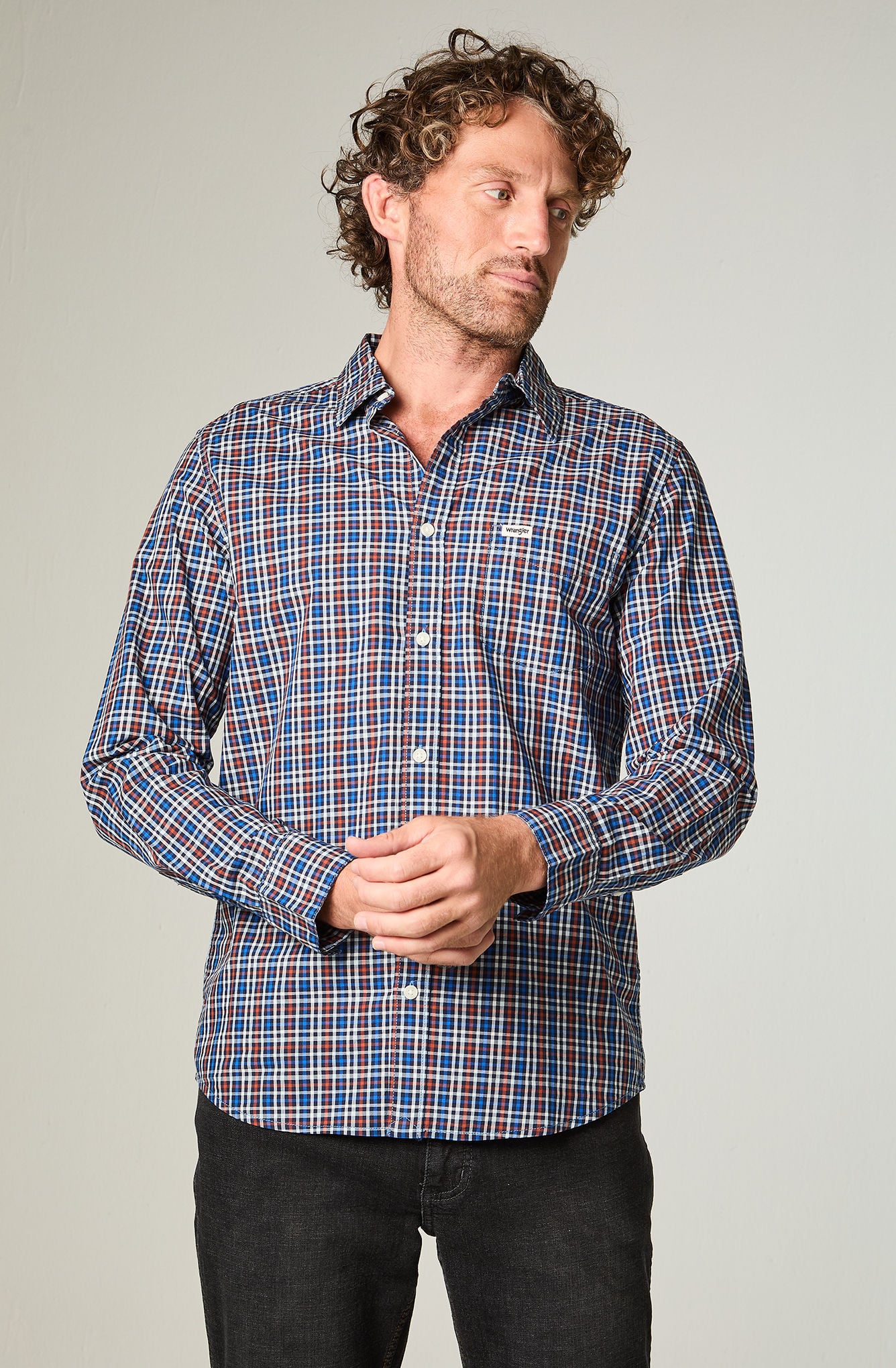 CAMISA HOMBRE 1 POCKET POPLIN REGULAR FIT AZUL - 1
