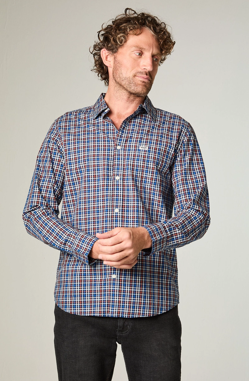 CAMISA HOMBRE 1 POCKET POPLIN REGULAR FIT AZUL - 1