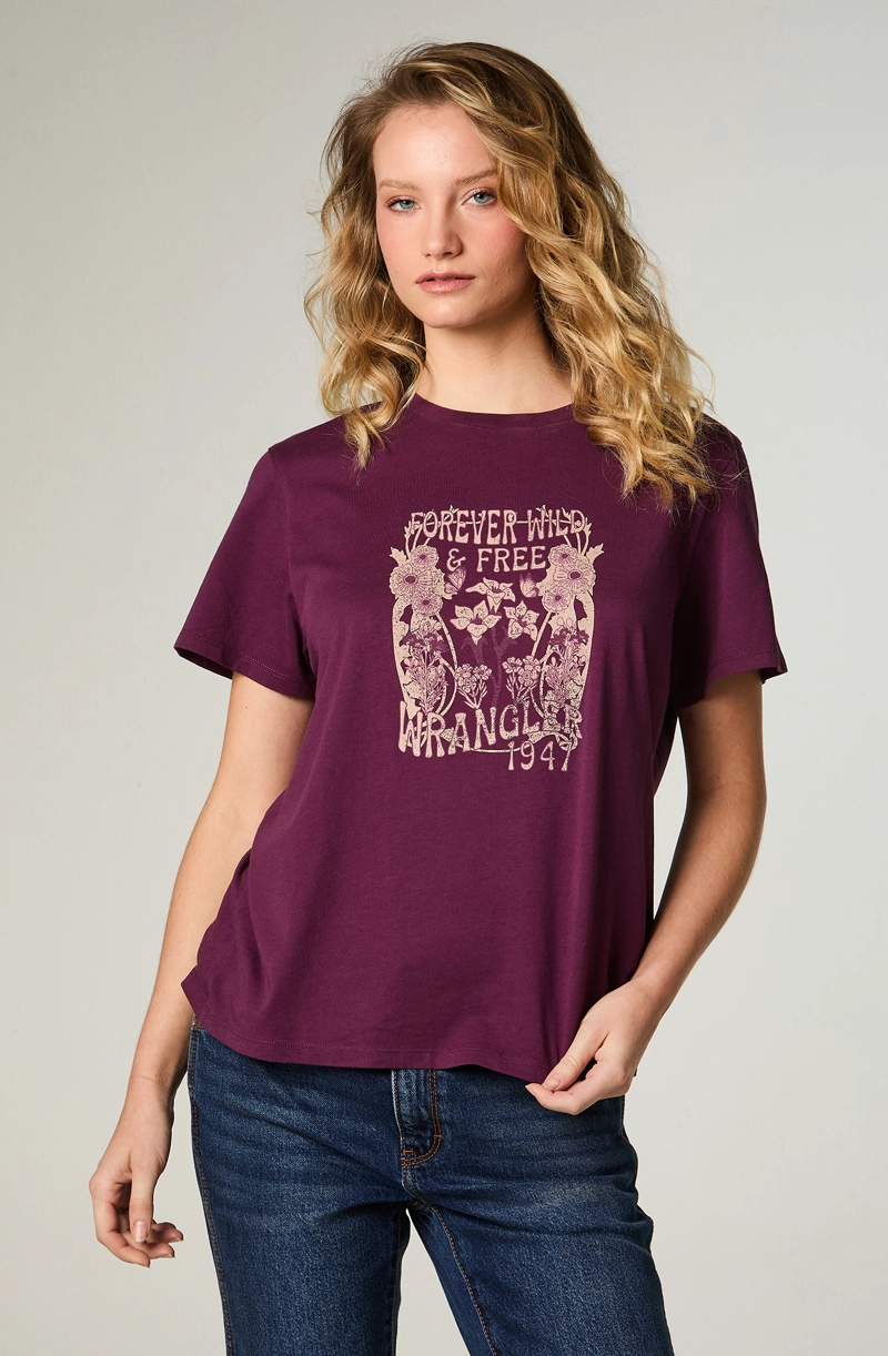 POLERA MUJER GRAPHIC TEE REGULAR FIT VIOLETA - 1