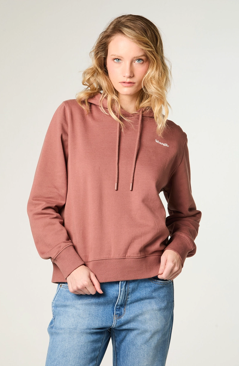 POLERON MUJER HOODIE REGULAR FIT CAFE - 1