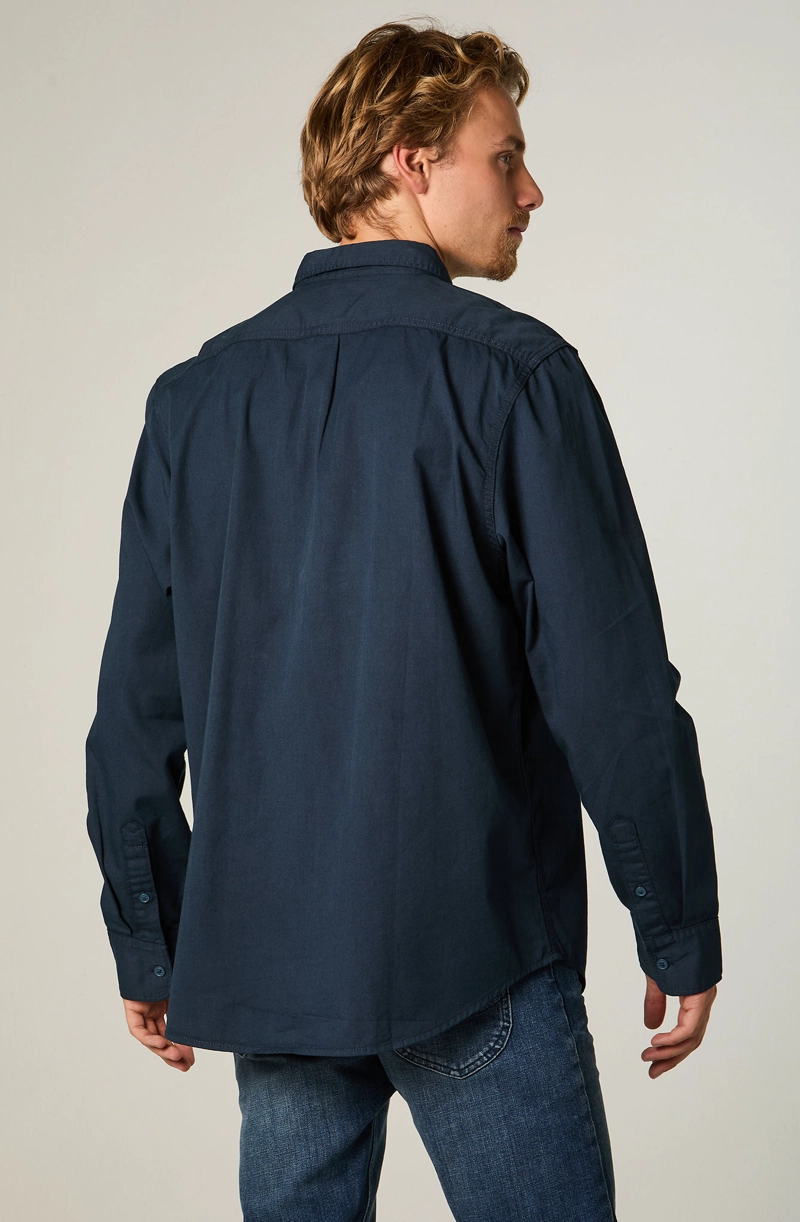 CAMISA  HOMBRE REGULAR AZUL BORDADO - 4