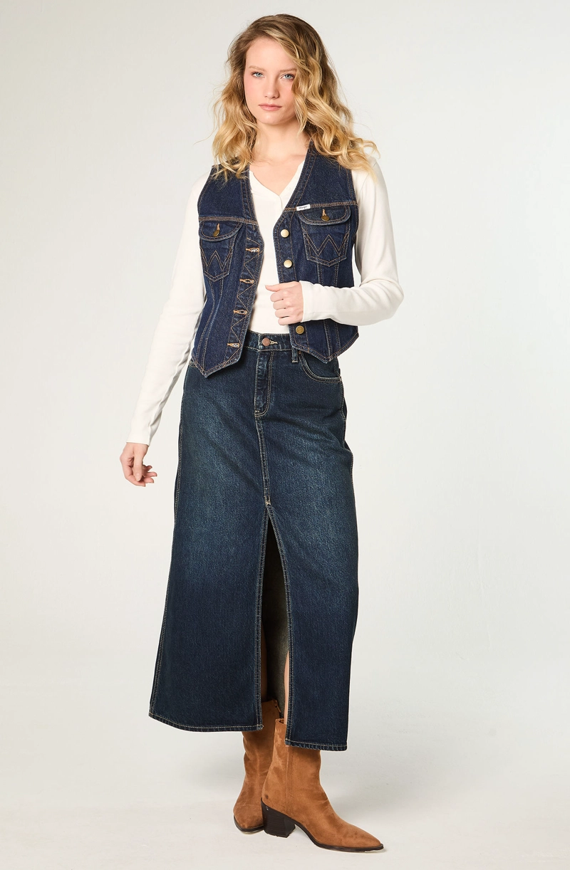 CHAQUETA MUJER VEST DENIM REGULAR FIT RAW - 2