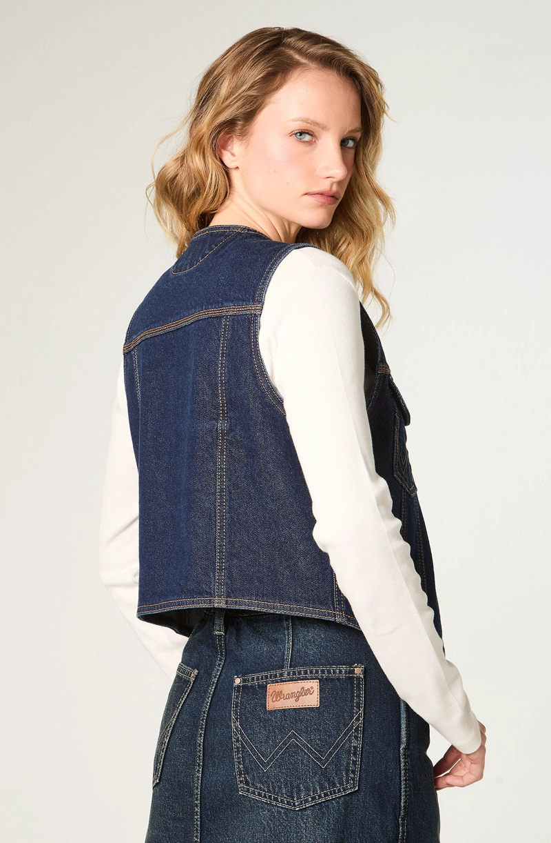 CHAQUETA MUJER VEST DENIM REGULAR FIT RAW - 4
