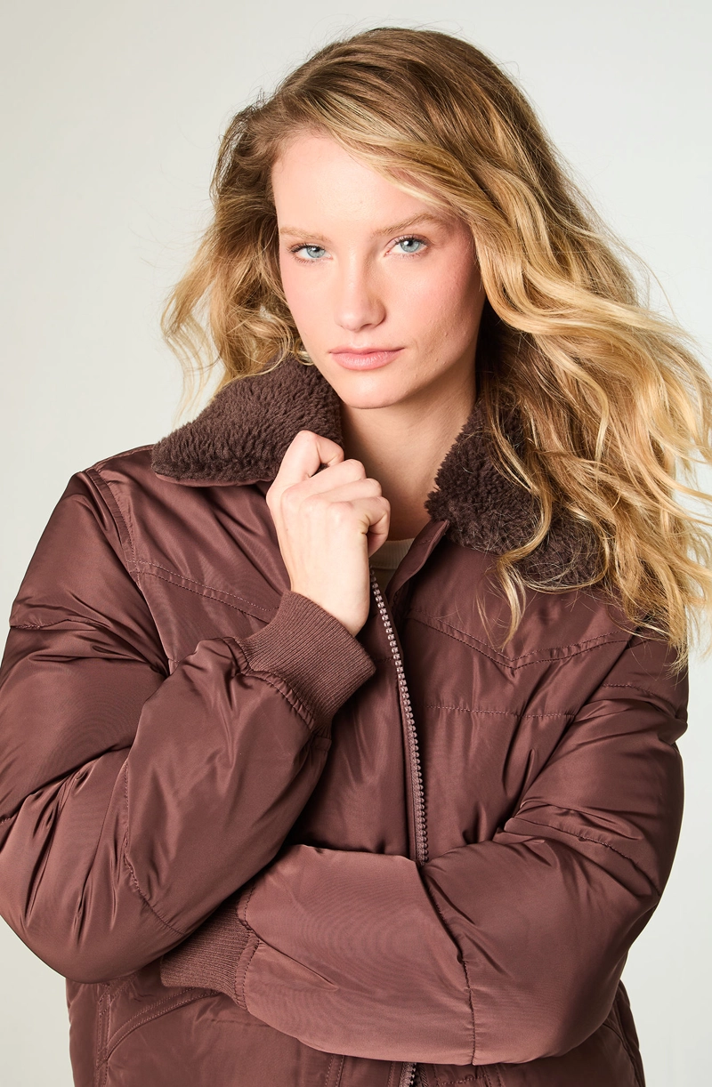 CHAQUETA MUJER WESTERN PUFFER REGULAR FIT CAFE - 3