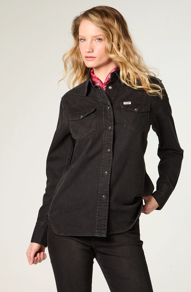 CAMISA MUJER WESTERN SHIRT DENIM REGULAR FIT NEGRO - 1