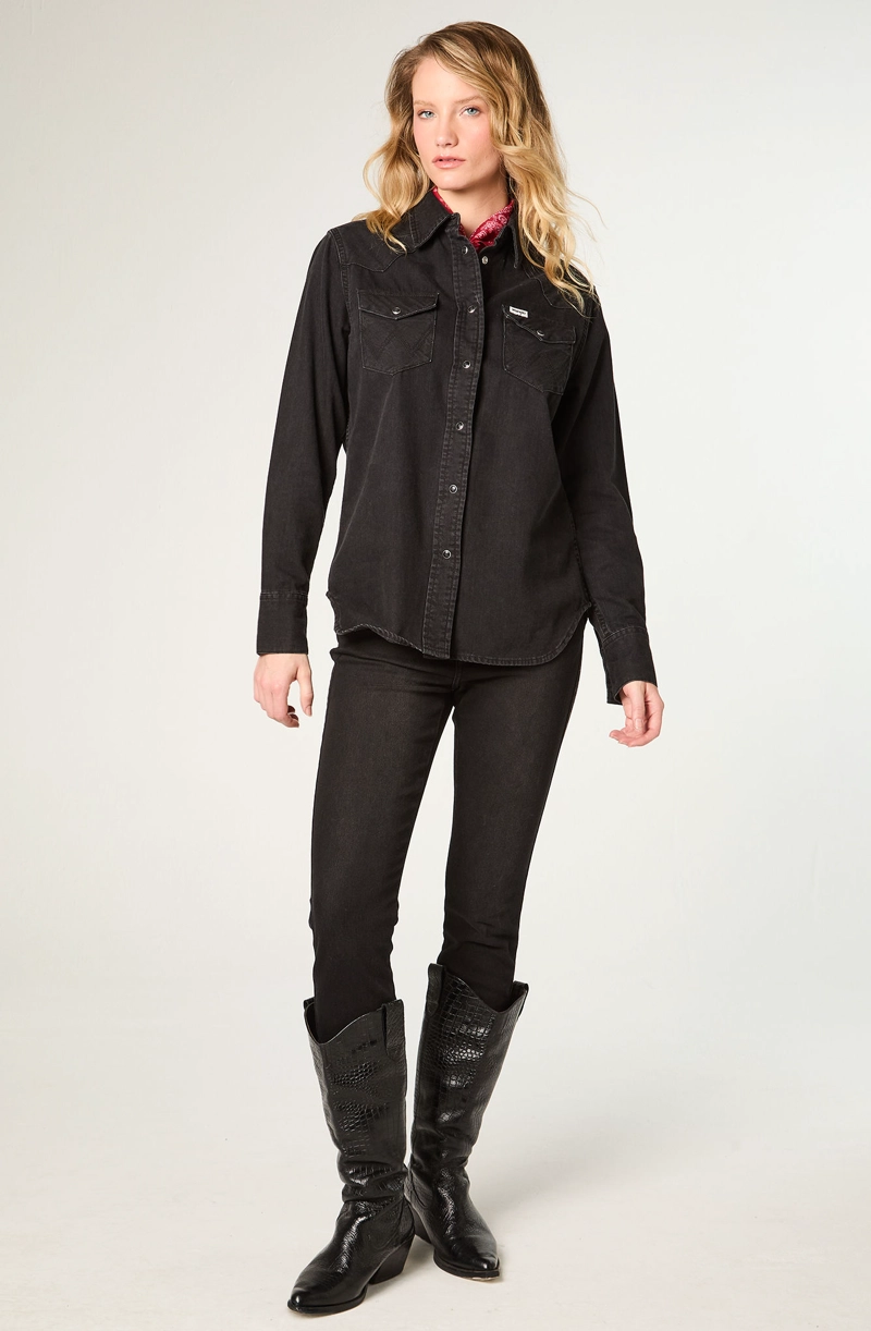 CAMISA MUJER WESTERN SHIRT DENIM REGULAR FIT NEGRO - 2