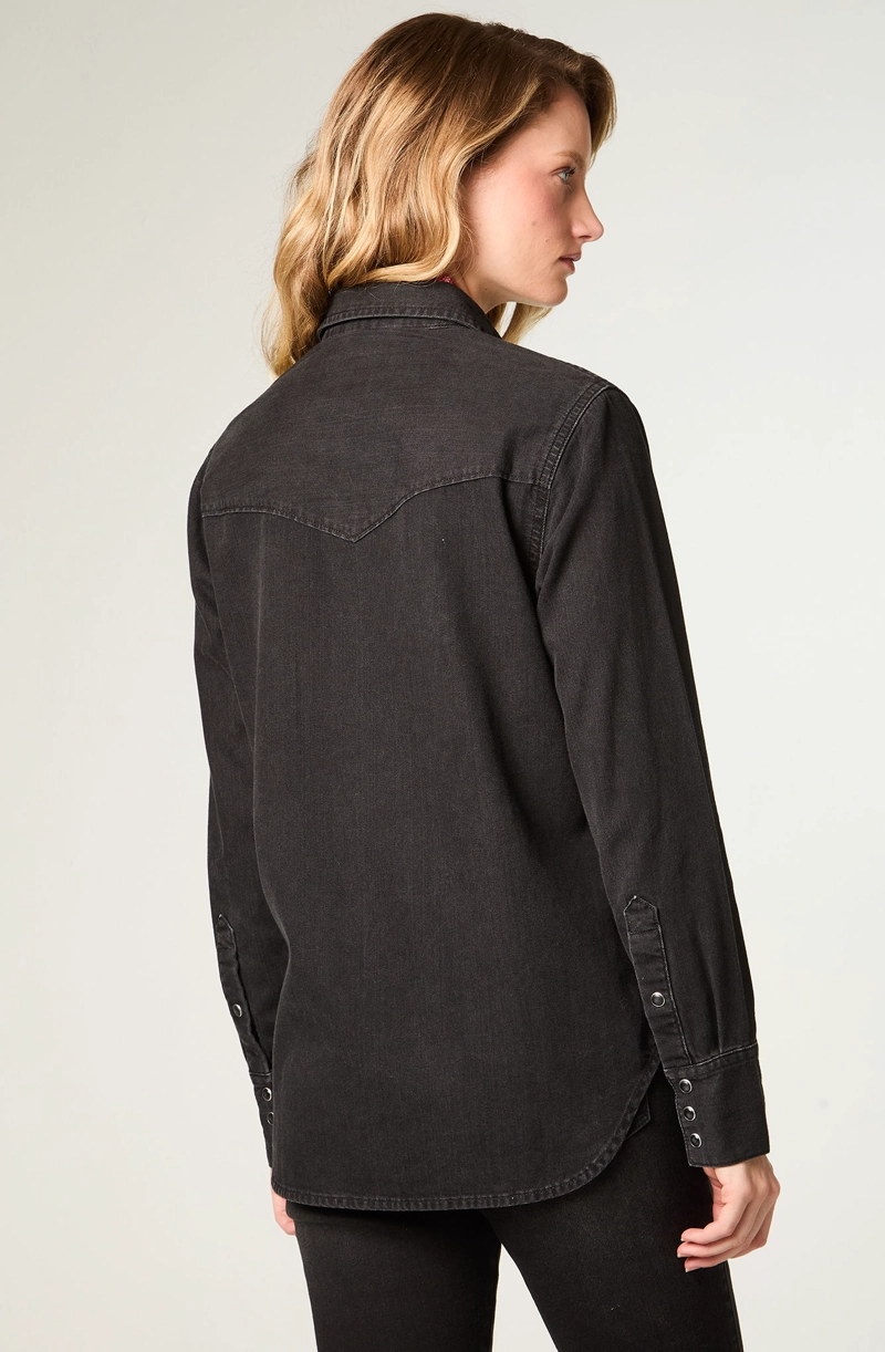 CAMISA MUJER WESTERN SHIRT DENIM REGULAR FIT NEGRO - 4