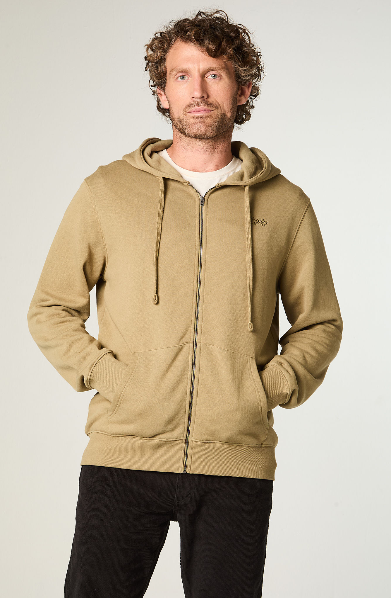 POLERON HOMBRE HOODIE FULL ZIPER REGULAR FIT ALOE - 1