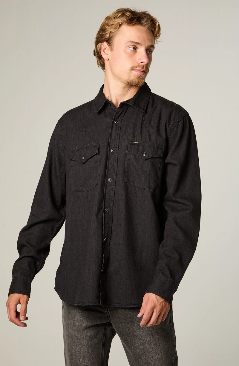 CAMISA  HOMBRE REGULAR NEGRO WESTERN - 1