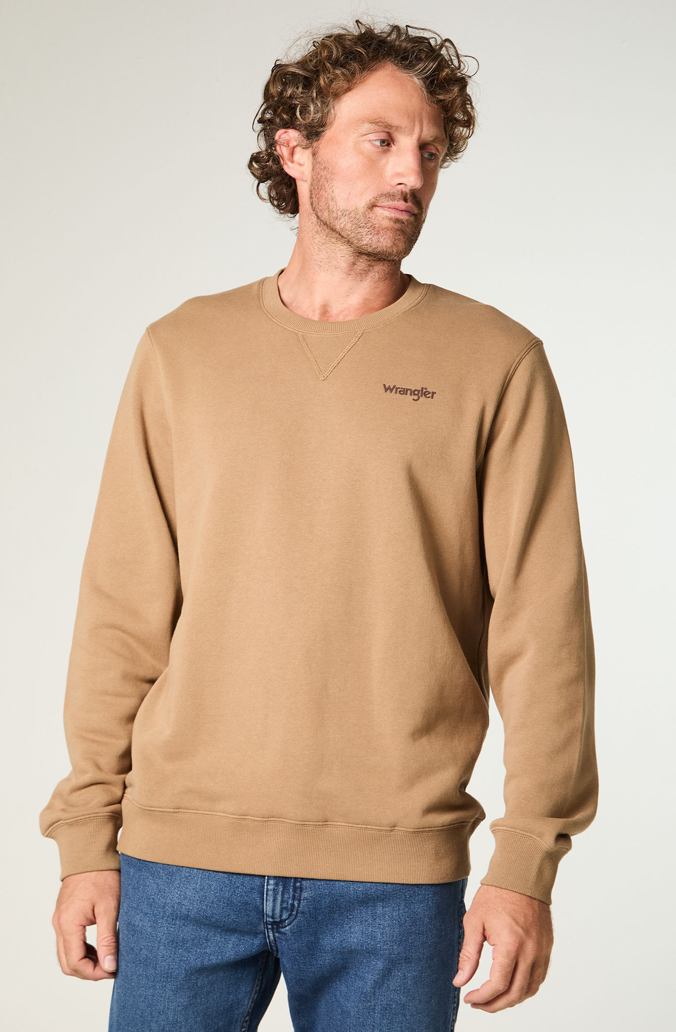 POLERON HOMBRE CREWNECK GRAPHIC REGULAR FIT BEIGE - 1