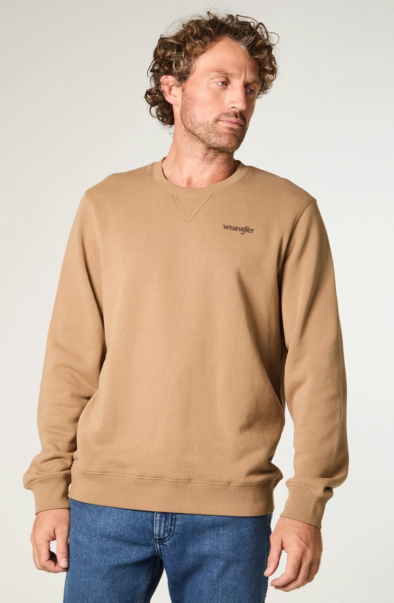 POLERON HOMBRE CREWNECK GRAPHIC REGULAR FIT BEIGE - 1