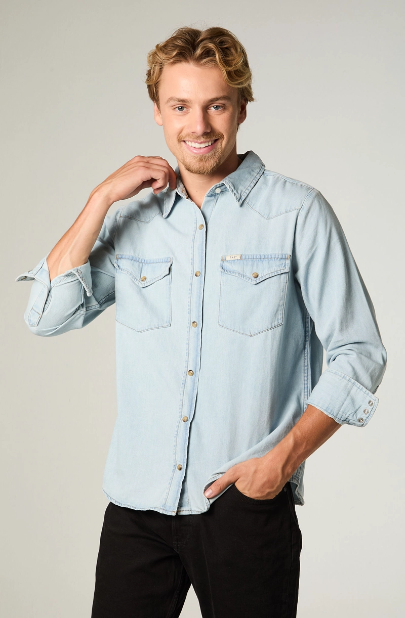 CAMISA  MUJER REGULAR CELESTE WESTERN - 1