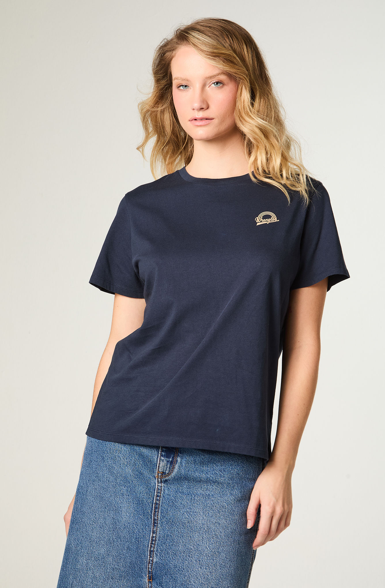 POLERA MUJER RINGER TEE REGULAR FIT AZUL - 1