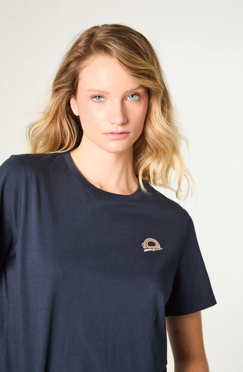 POLERA MUJER RINGER TEE REGULAR FIT AZUL - 3