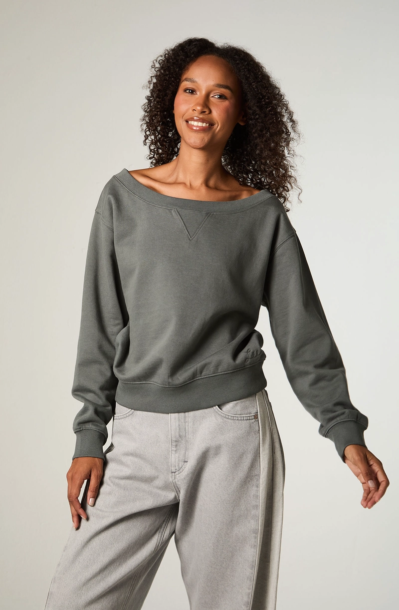 POLERON MUJER CROP PETROLEO SHOULDERS - 1