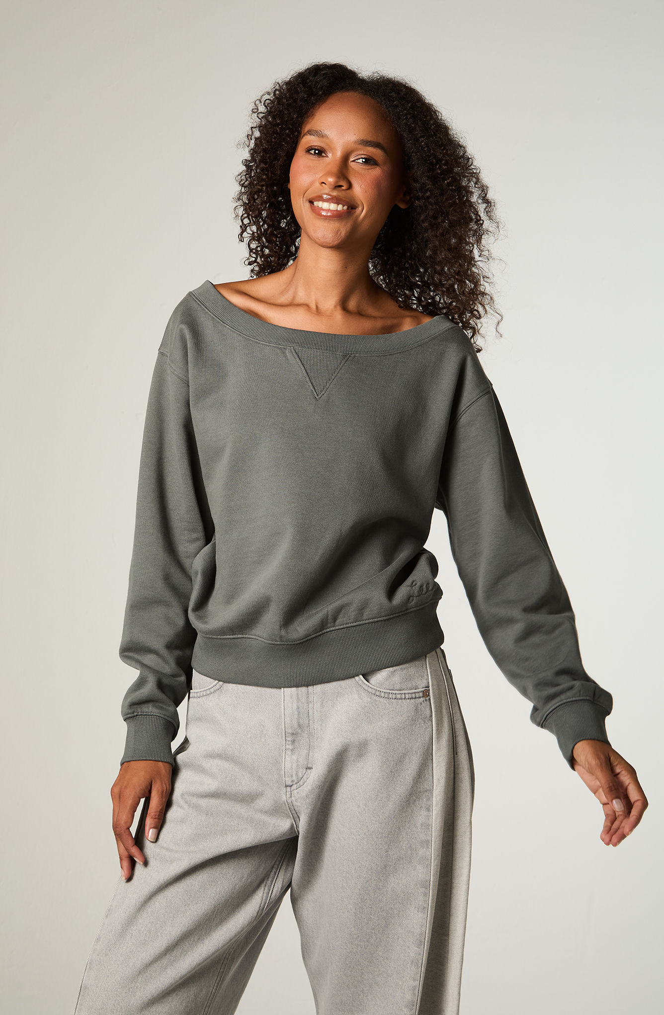 POLERON MUJER CROP PETROLEO SHOULDERS - 1