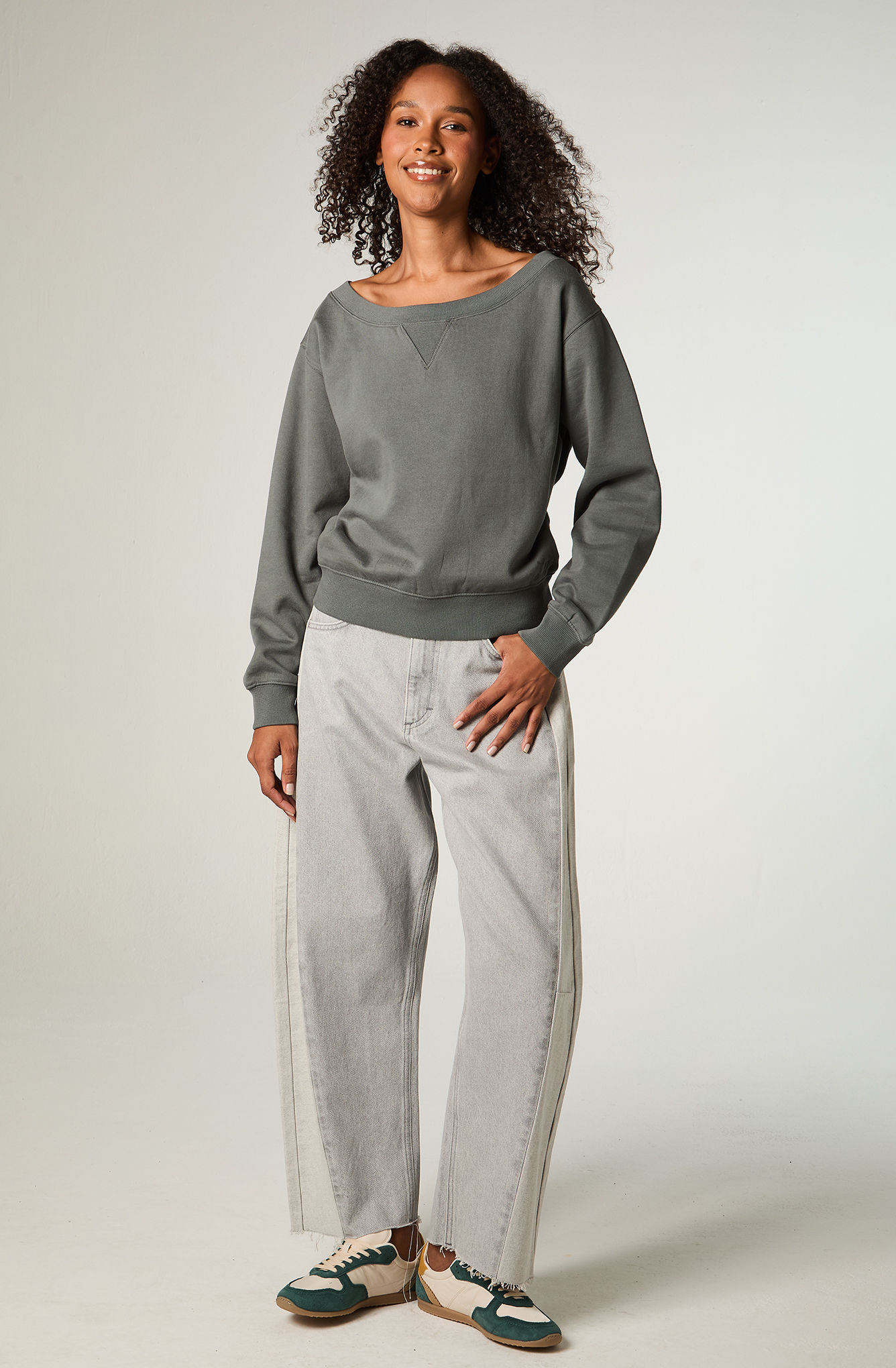 POLERON MUJER CROP PETROLEO SHOULDERS - 2