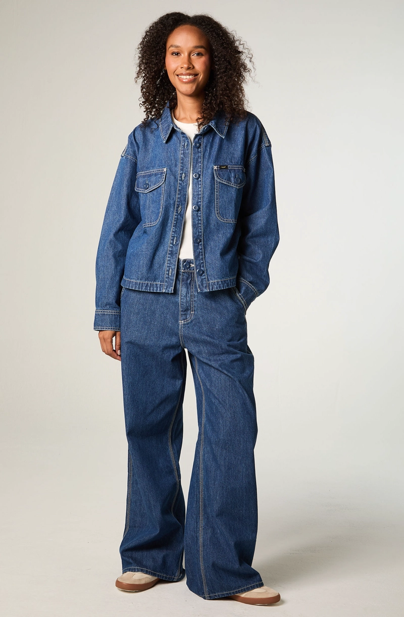 CHAQUETA MUJER CROP AZUL UTILITY - 2