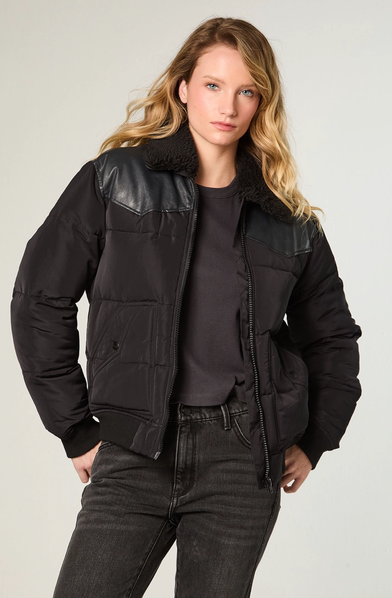 CHAQUETA MUJER WESTERN PUFFER REGULAR FIT NEGRO - 1