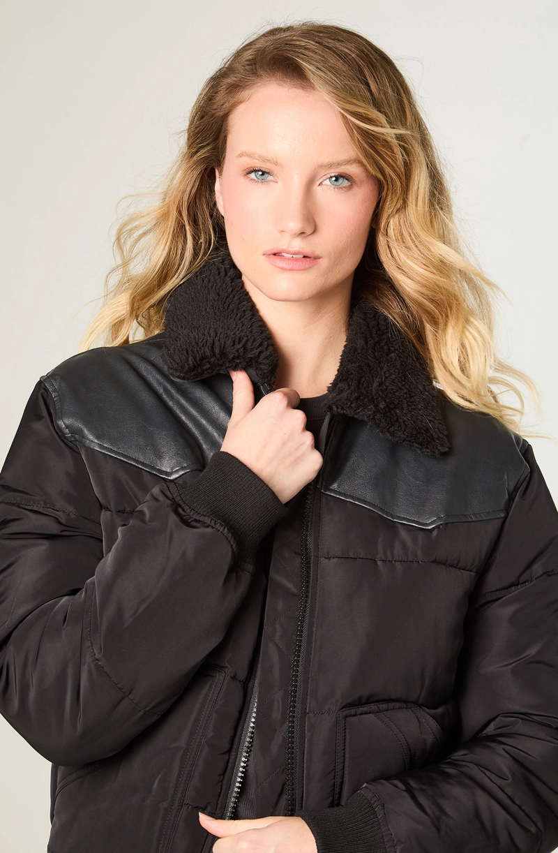 CHAQUETA MUJER WESTERN PUFFER REGULAR FIT NEGRO - 3