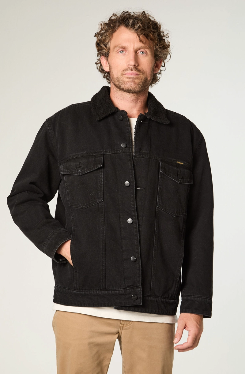 CHAQUETA HOMBRE SHERPA DENIM REGULAR FIT NEGRO - 1