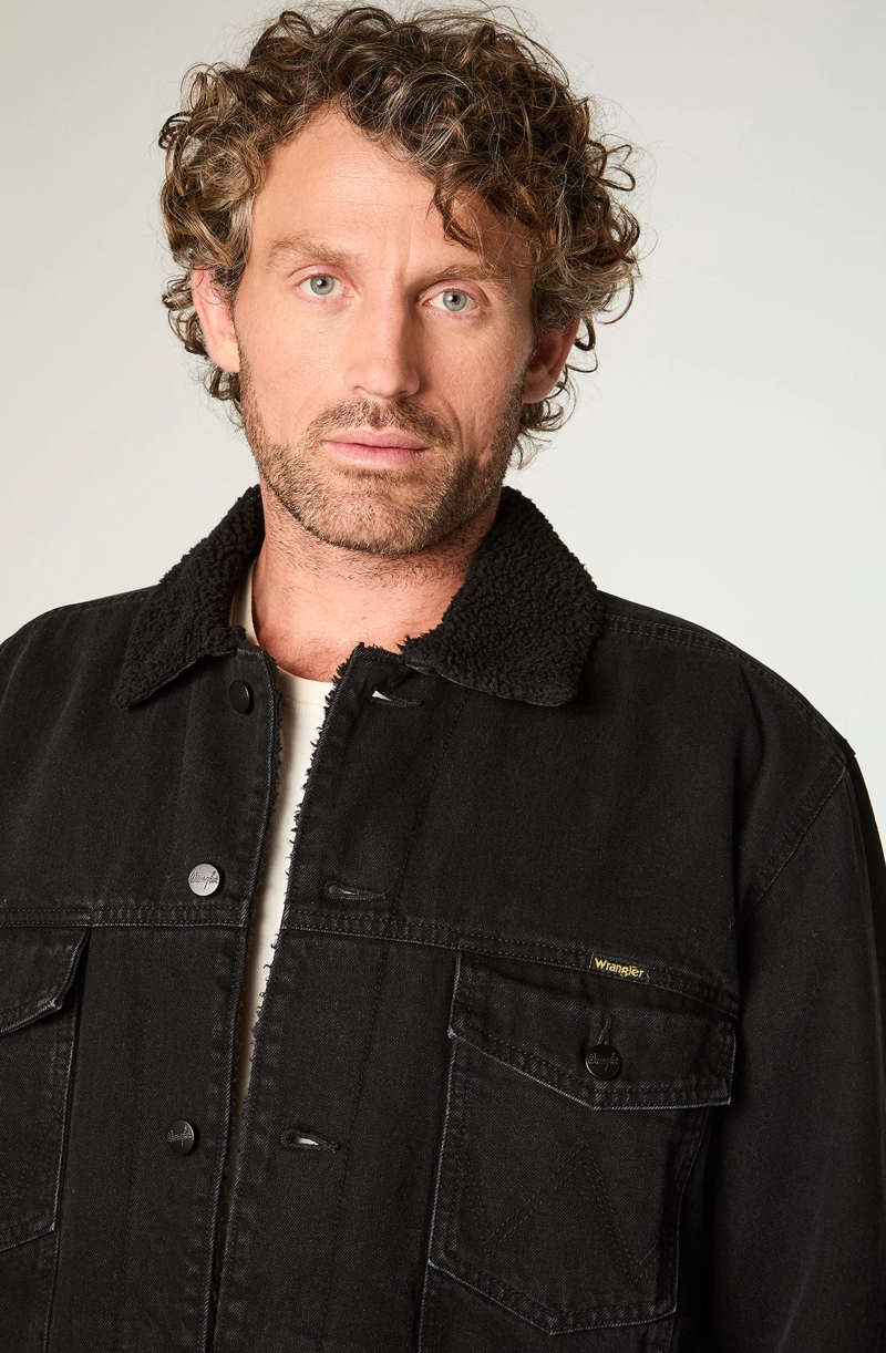 CHAQUETA HOMBRE SHERPA DENIM REGULAR FIT NEGRO - 3