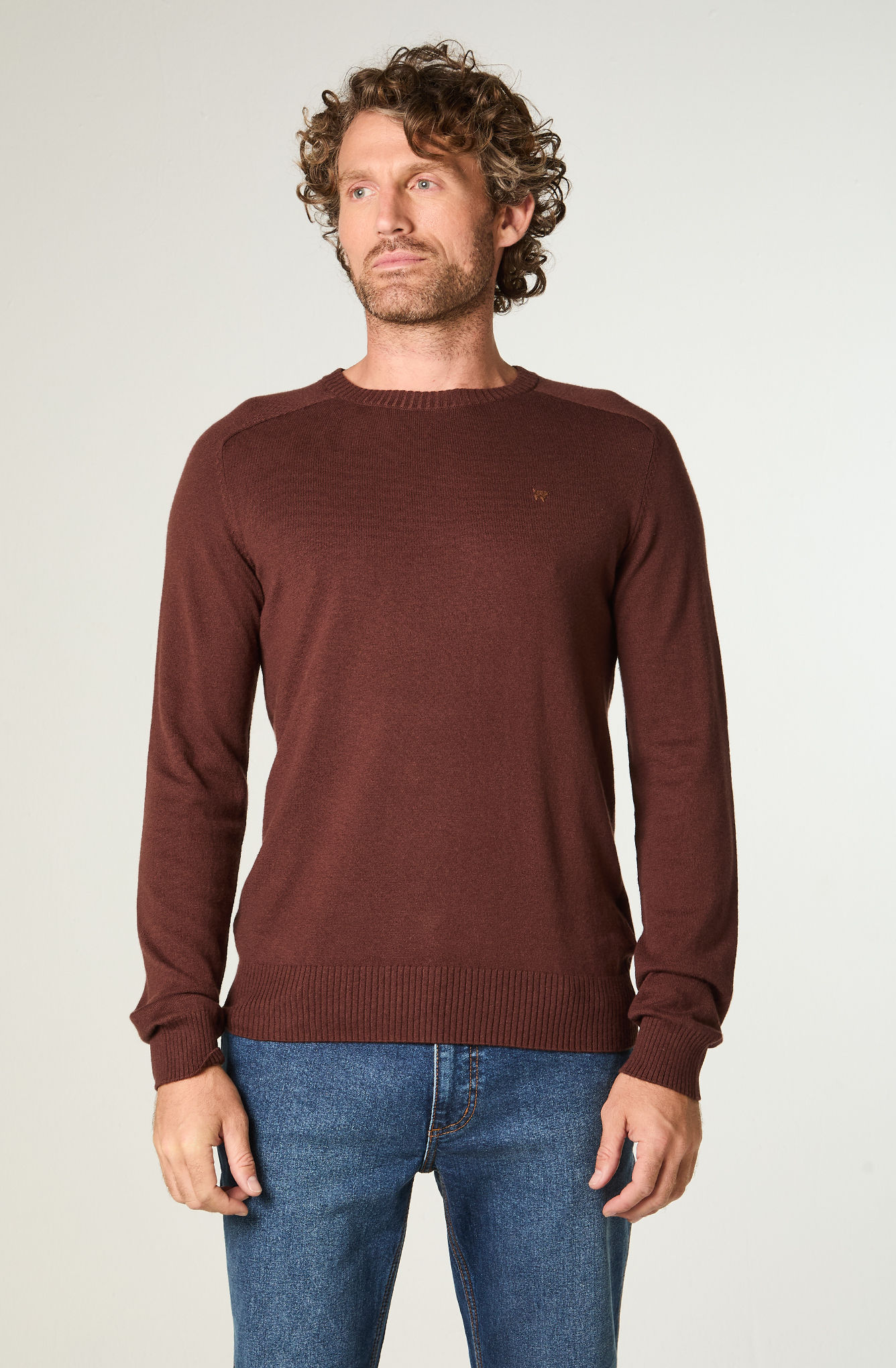 SWEATER HOMBRE KNIT SWEATER REGULAR FIT CAFE - 1