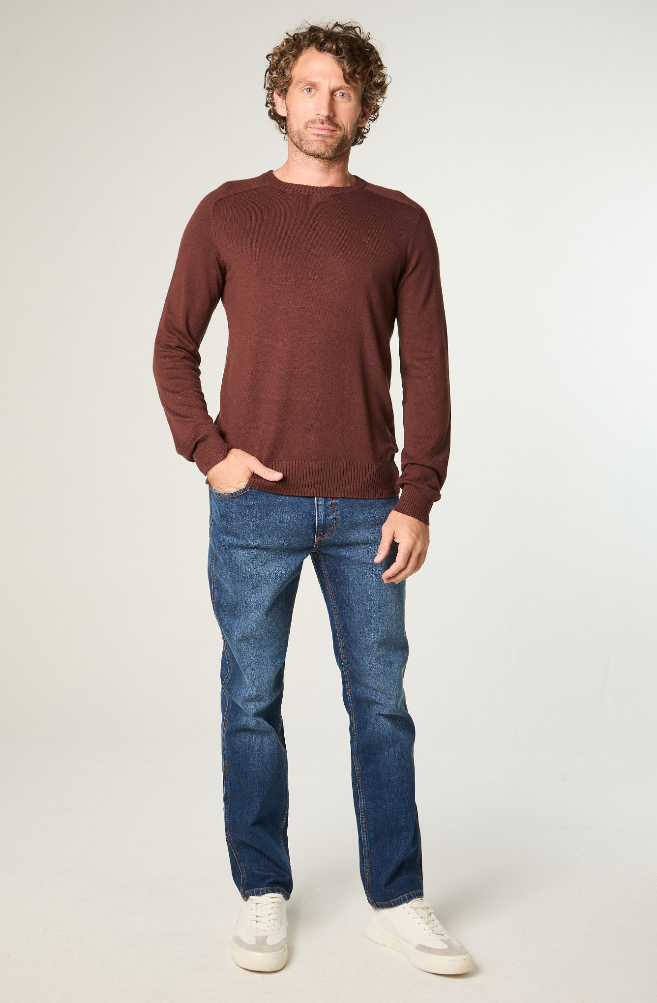 SWEATER HOMBRE KNIT SWEATER REGULAR FIT CAFE - 2