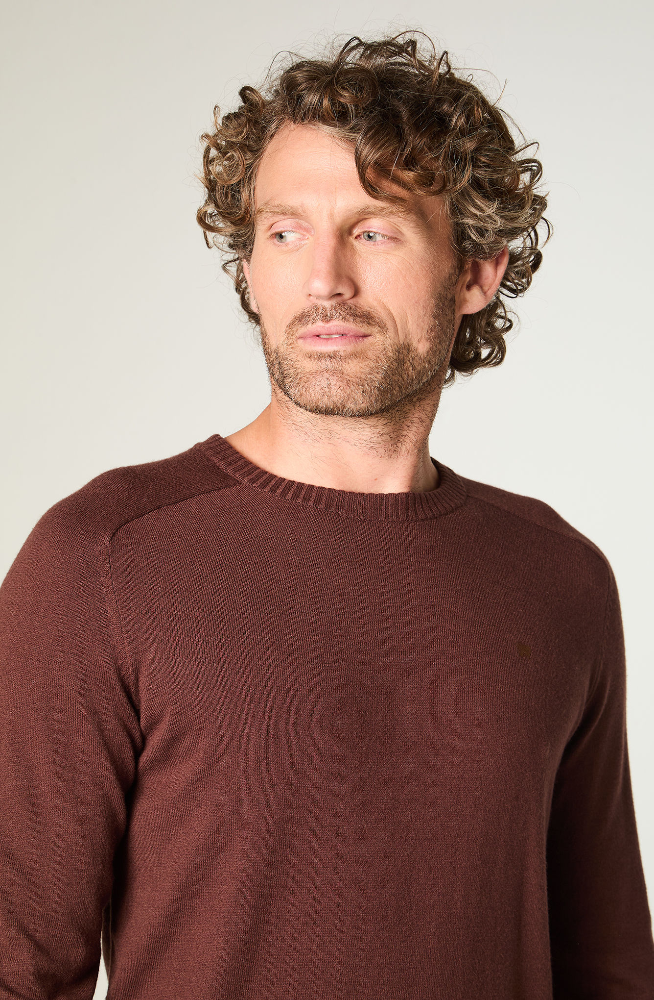 SWEATER HOMBRE KNIT SWEATER REGULAR FIT CAFE - 3