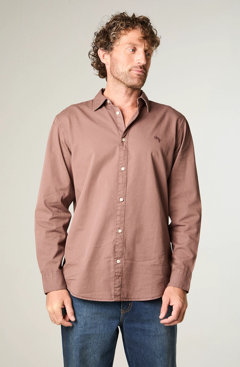 CAMISA HOMBRE LS NO POCKET REGULAR FIT CAFE - 1