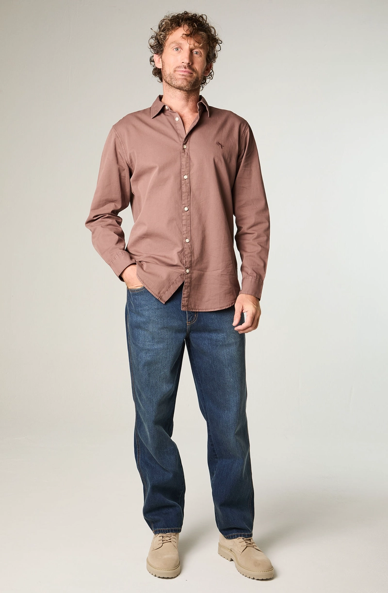 CAMISA HOMBRE LS NO POCKET REGULAR FIT CAFE - 2