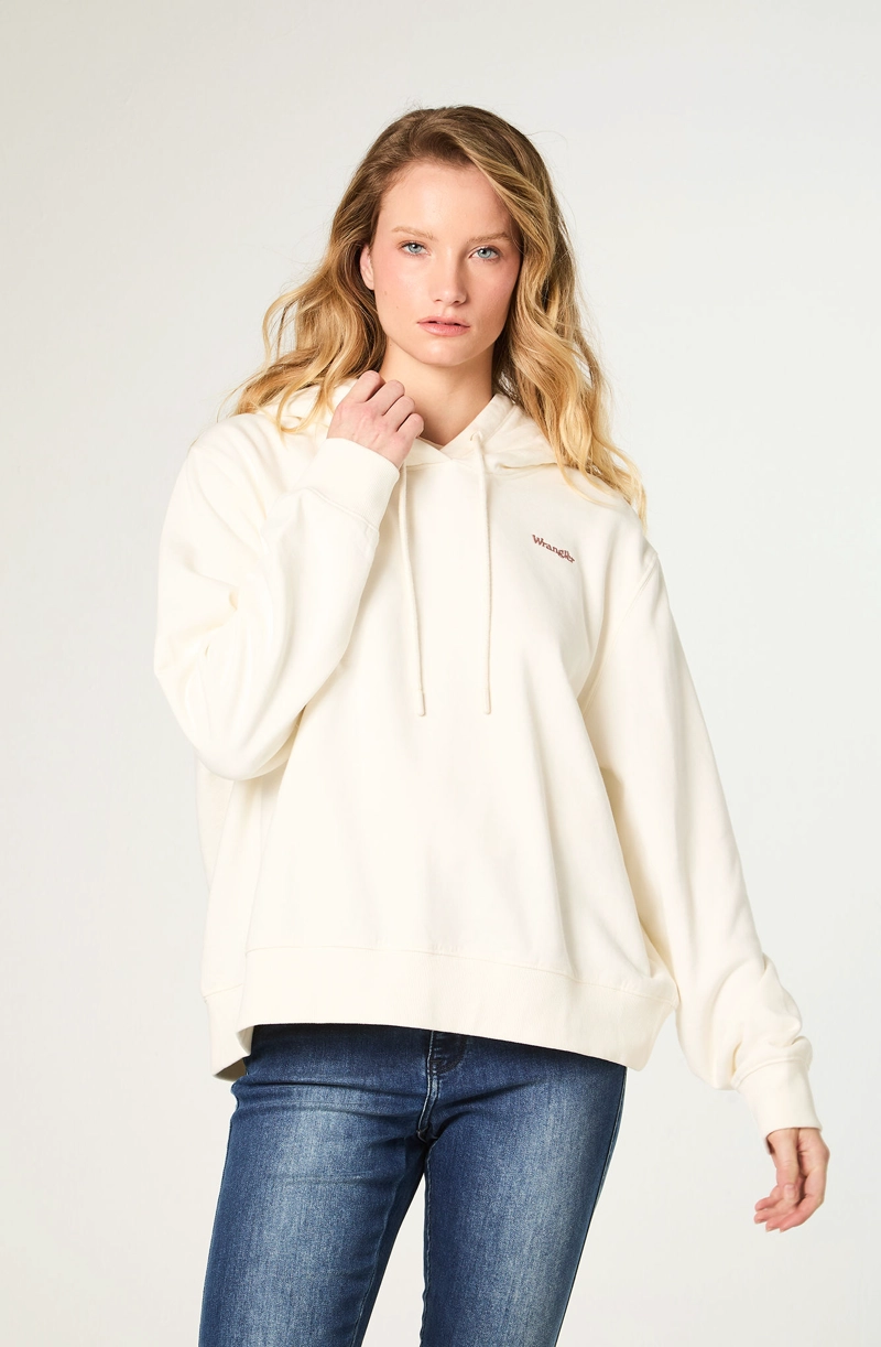 POLERON MUJER HOODIE REGULAR FIT BLANCO - 1