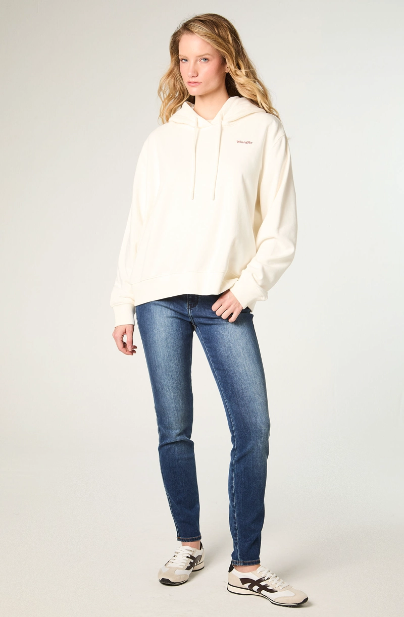 POLERON MUJER HOODIE REGULAR FIT BLANCO - 2