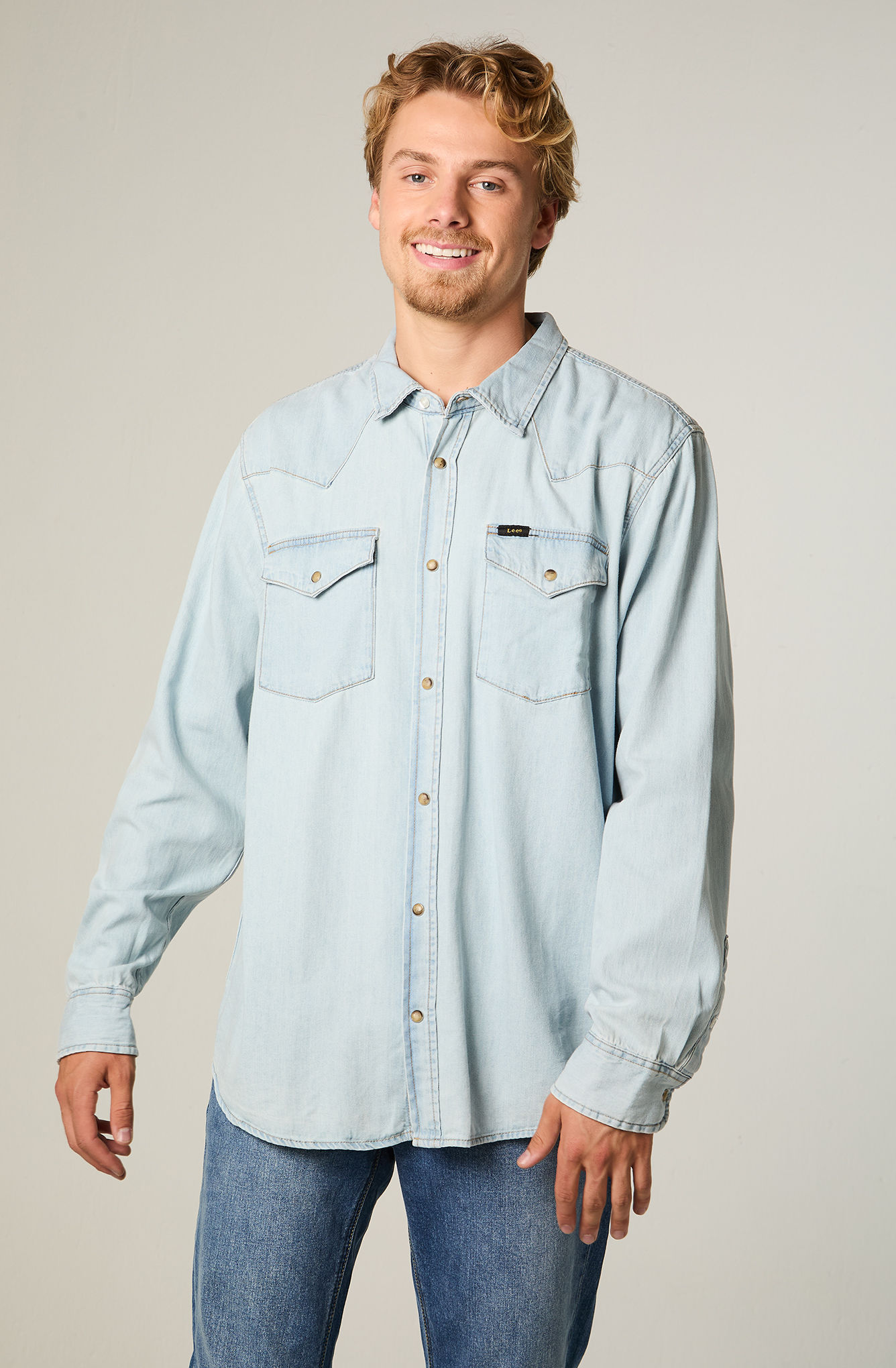 CAMISA  HOMBRE REGULAR CELESTE WESTERN - 1