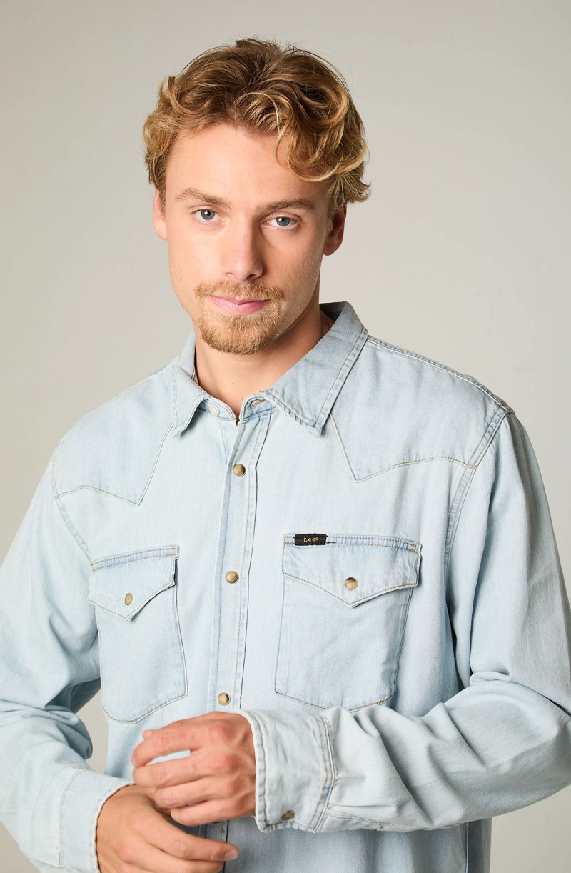 CAMISA  HOMBRE REGULAR CELESTE WESTERN - 3