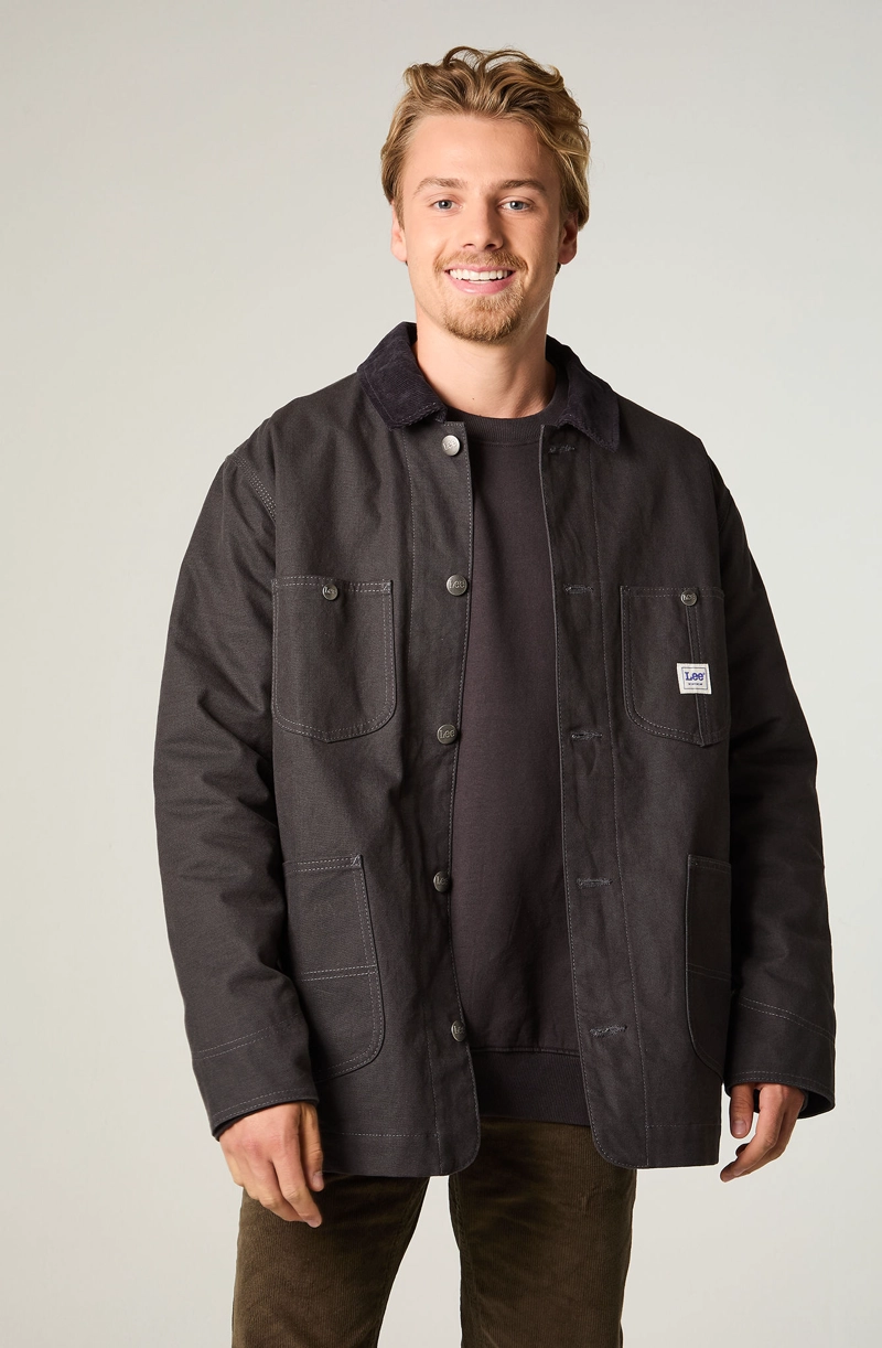 CHAQUETA HOMBRE LOOSE GRIS CANVAS - 1