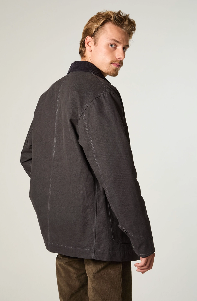 CHAQUETA HOMBRE LOOSE GRIS CANVAS - 4
