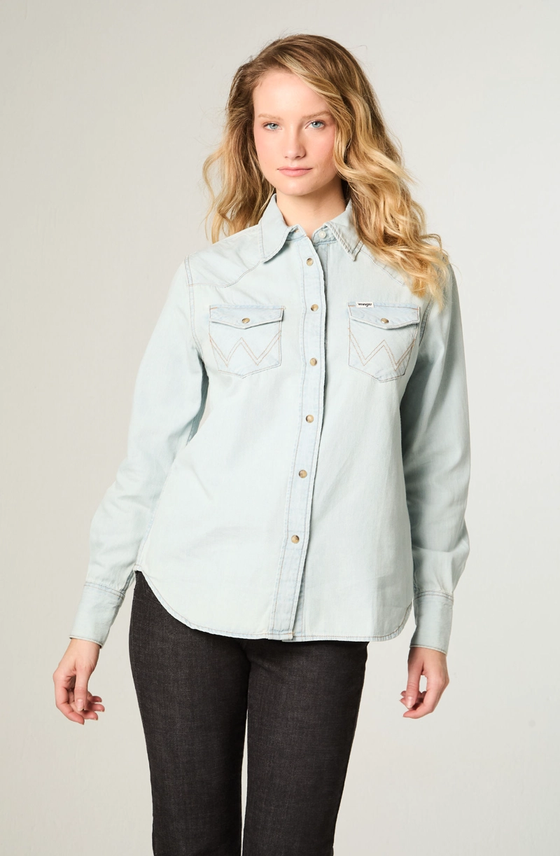 CAMISA MUJER WESTERN SHIRT DENIM REGULAR FIT CELESTE - 1