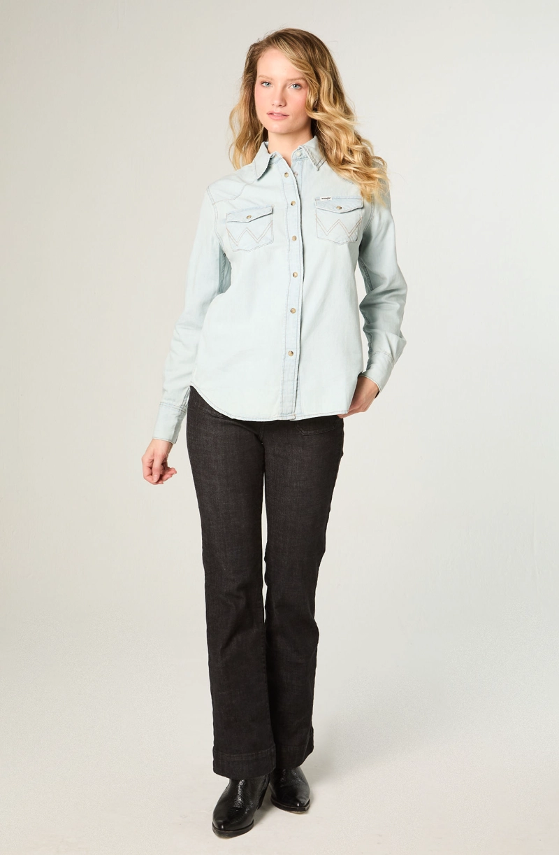 CAMISA MUJER WESTERN SHIRT DENIM REGULAR FIT CELESTE - 2